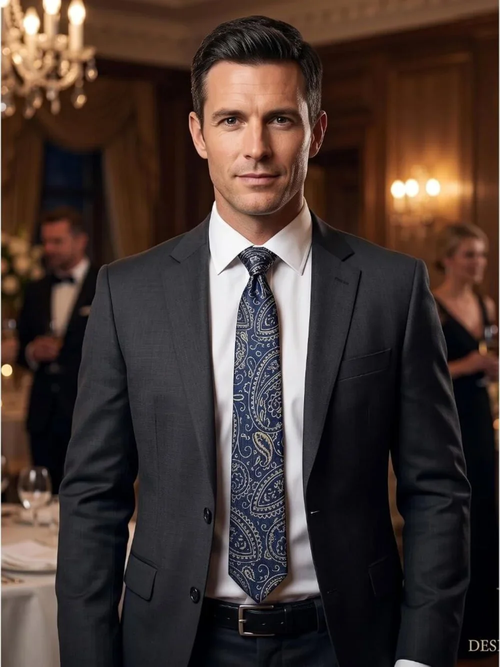 🆕Men Gold 100%Microfiber Paisley Jacquard Slim Formal Necktie For Wedding Dress